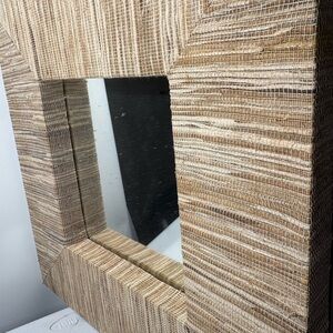 Woven Natural Fiber Square Wall Mirror - Beige